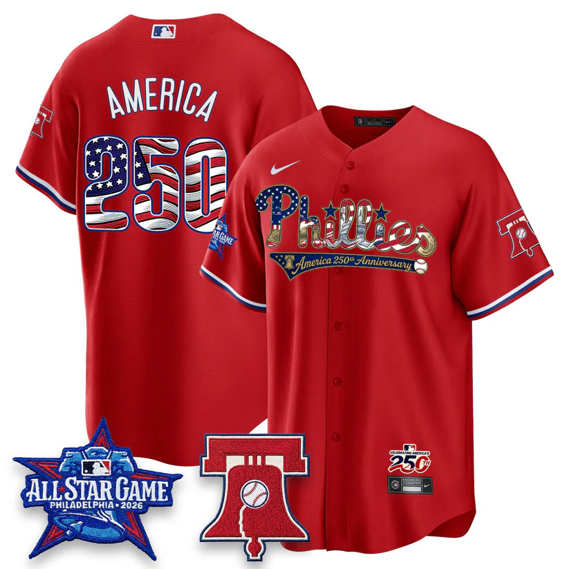 Philadelphia Phillies 2026 Independence Day USA Blue Jersey - Stitched