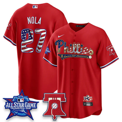 Philadelphia Phillies 2026 Independence Day USA Blue Jersey - Stitched