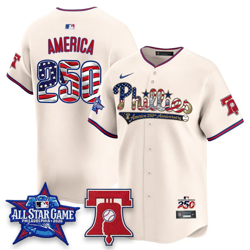 Philadelphia Phillies 2026 Independence Day USA Blue Jersey - Stitched