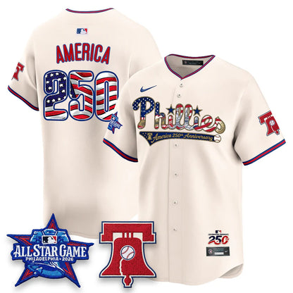 Philadelphia Phillies 2026 Independence Day USA Blue Jersey - Stitched