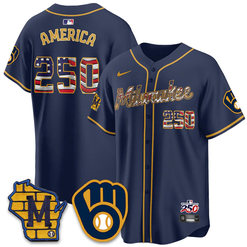 Milwaukee Brewers 2026 Independence Day USA Vapor Limited Jersey - Stitched