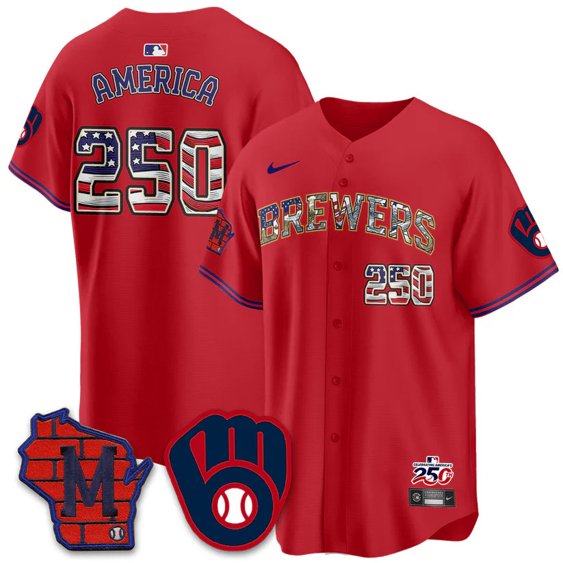 Milwaukee Brewers 2026 Independence Day USA Vapor Limited Jersey - Stitched