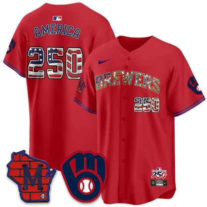 Milwaukee Brewers 2026 Independence Day USA Vapor Limited Jersey - Stitched