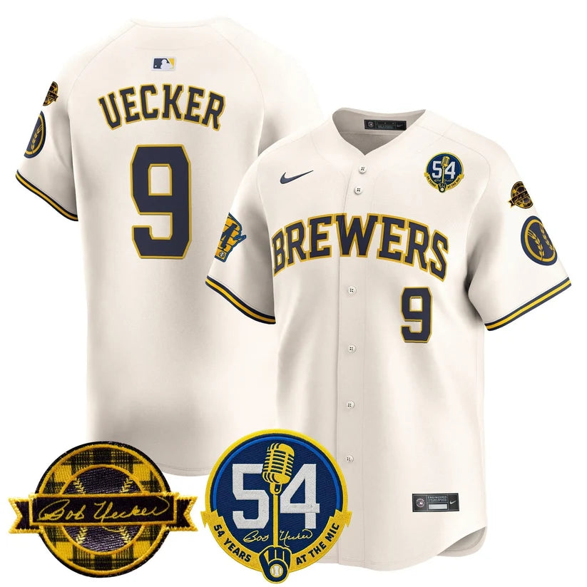 MIL 'Bob Uecker - 54 Seasons for Brewers' Limited Navy Jersey - Stitched