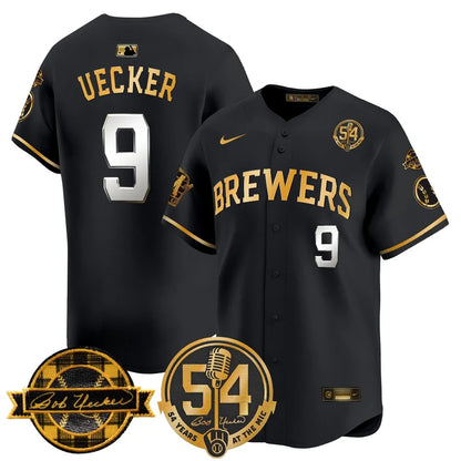 MIL 'Bob Uecker - 54 Seasons for Brewers' Limited Navy Jersey - Stitched