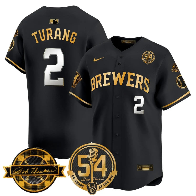MIL 'Bob Uecker - 54 Seasons for Brewers' Limited Navy Jersey - Stitched