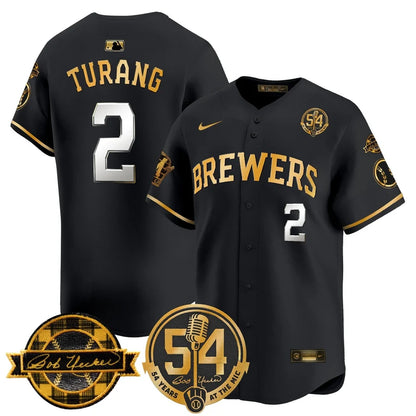 MIL 'Bob Uecker - 54 Seasons for Brewers' Limited Navy Jersey - Stitched