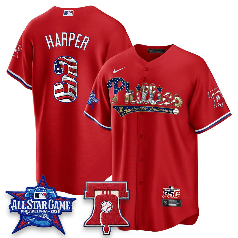 Philadelphia Phillies 2026 Independence Day USA Blue Jersey - Stitched