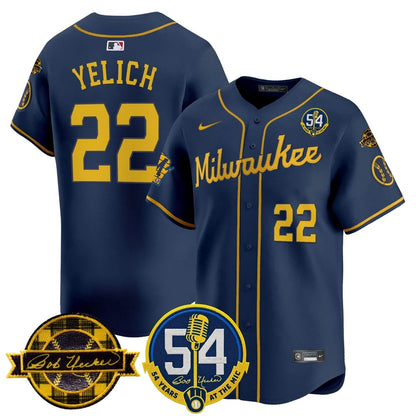 MIL 'Bob Uecker - 54 Seasons for Brewers' Limited Navy Jersey - Stitched