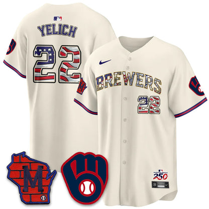 Milwaukee Brewers 2026 Independence Day USA Vapor Limited Jersey - Stitched