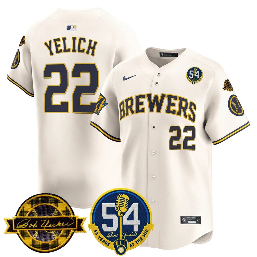 MIL 'Bob Uecker - 54 Seasons for Brewers' Limited Navy Jersey - Stitched