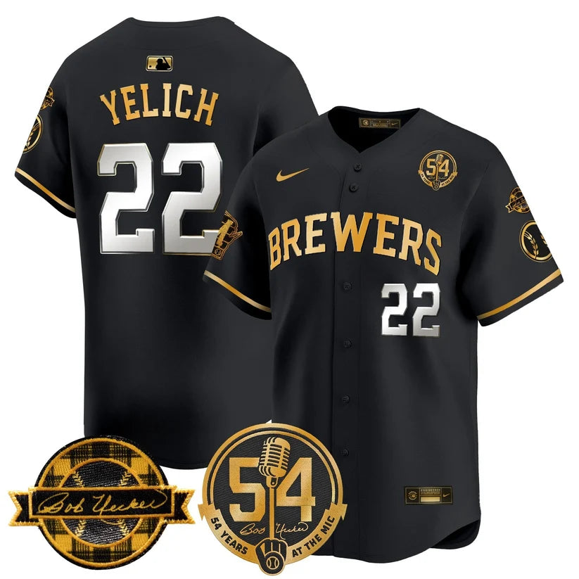 MIL 'Bob Uecker - 54 Seasons for Brewers' Limited Navy Jersey - Stitched