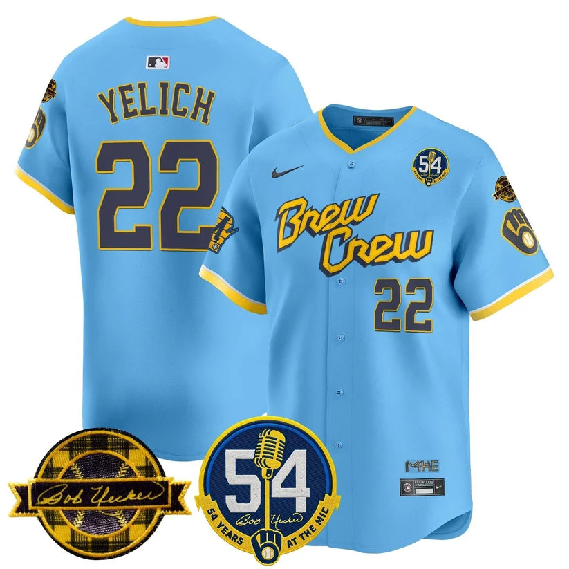 MIL 'Bob Uecker - 54 Seasons for Brewers' Limited Navy Jersey - Stitched