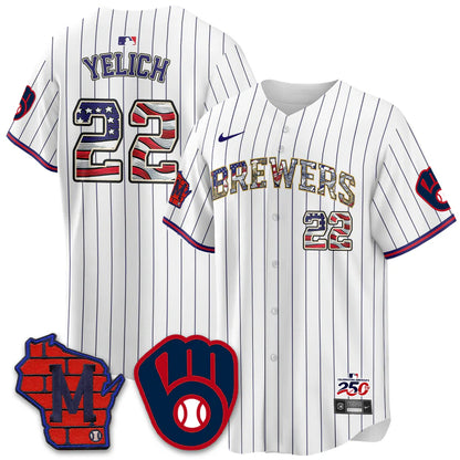 Milwaukee Brewers 2026 Independence Day USA Vapor Limited Jersey - Stitched