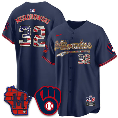 Milwaukee Brewers 2026 Independence Day USA Vapor Limited Jersey - Stitched