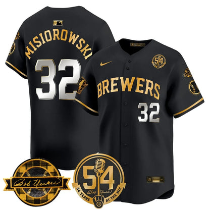 MIL 'Bob Uecker - 54 Seasons for Brewers' Limited Navy Jersey - Stitched