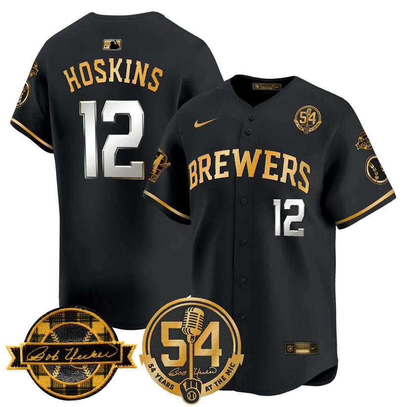 MIL 'Bob Uecker - 54 Seasons for Brewers' Limited Navy Jersey - Stitched