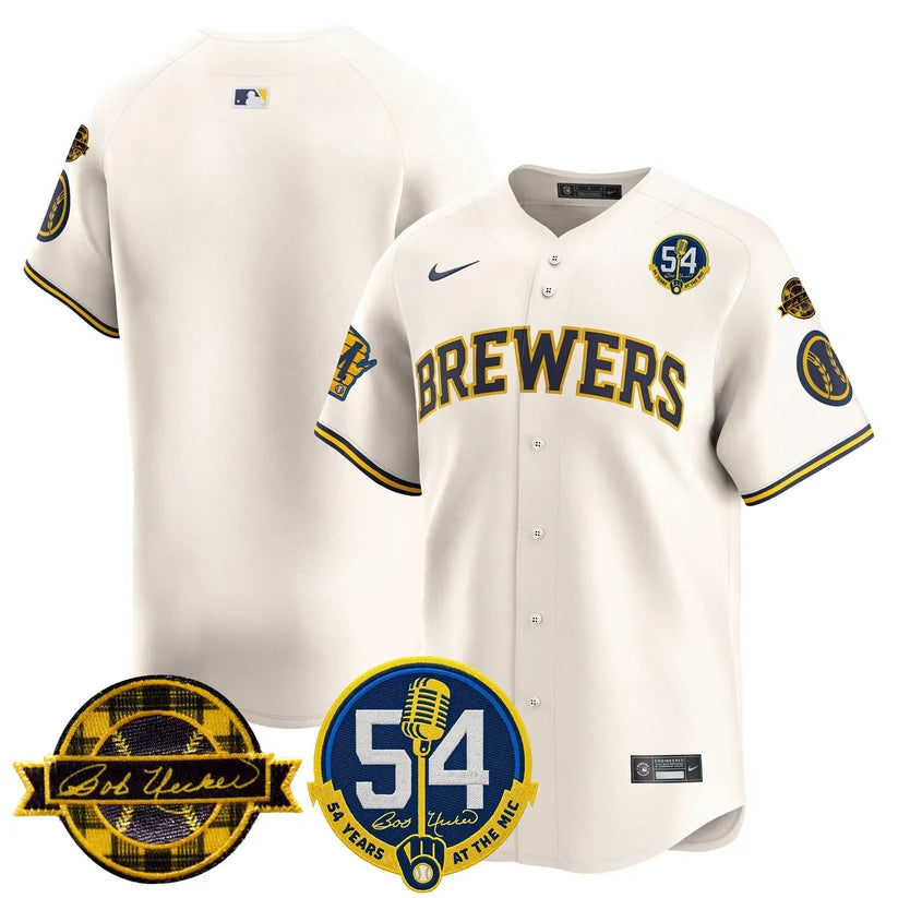 MIL 'Bob Uecker - 54 Seasons for Brewers' Limited Navy Jersey - Stitched