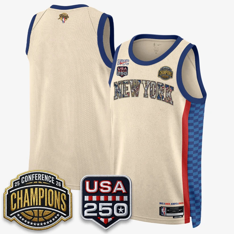 New York Knicks 2026 NBA Eastern Conference Champions x Fourth of July Vapor Jersey - Stitched