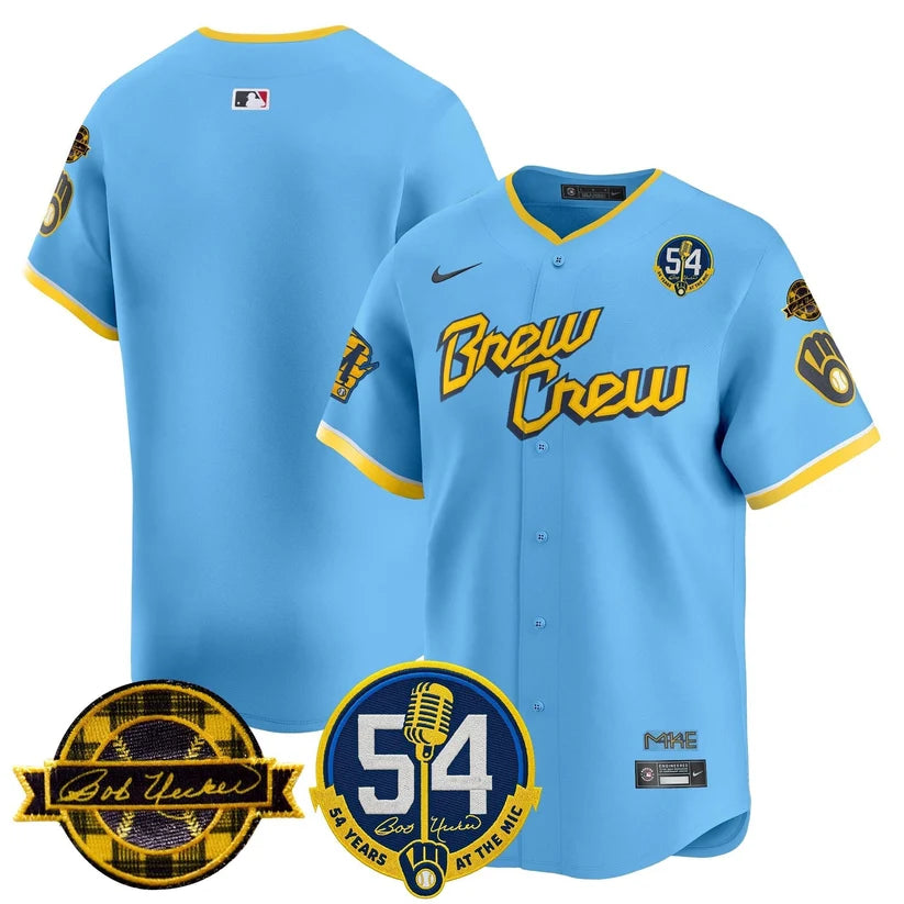 MIL 'Bob Uecker - 54 Seasons for Brewers' Limited Navy Jersey - Stitched