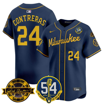 MIL 'Bob Uecker - 54 Seasons for Brewers' Limited Navy Jersey - Stitched