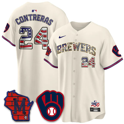 Milwaukee Brewers 2026 Independence Day USA Vapor Limited Jersey - Stitched