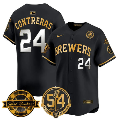 MIL 'Bob Uecker - 54 Seasons for Brewers' Limited Navy Jersey - Stitched