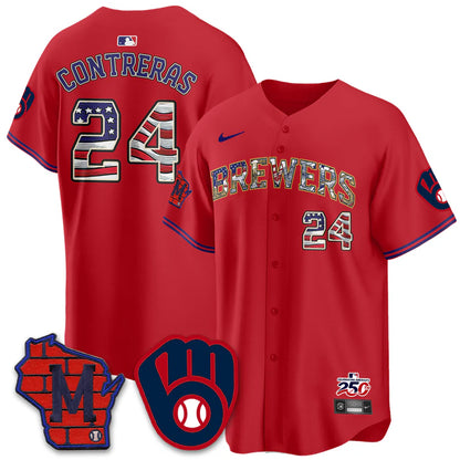 Milwaukee Brewers 2026 Independence Day USA Vapor Limited Jersey - Stitched