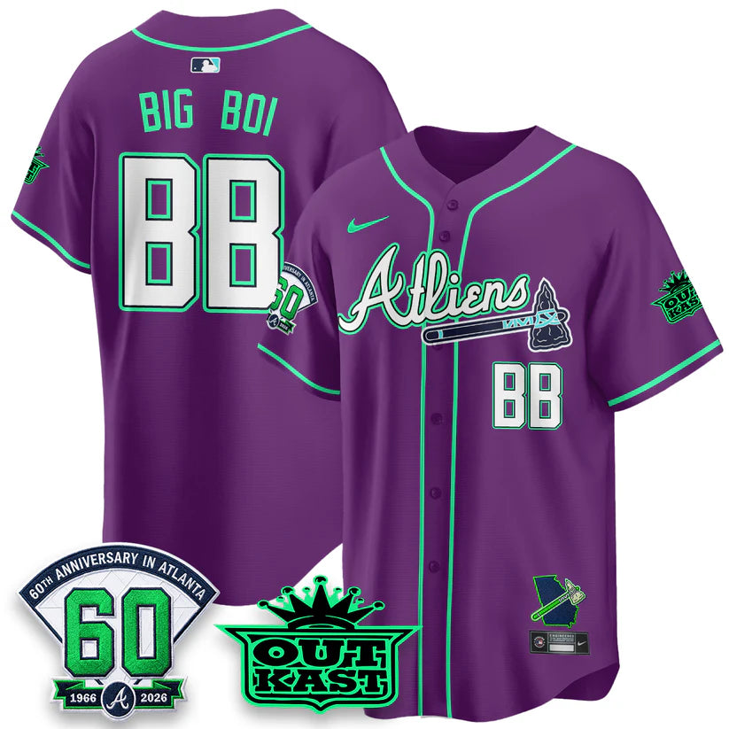 Atlanta Braves x Atliens Cool Base Galaxy Version Jersey - Stitched