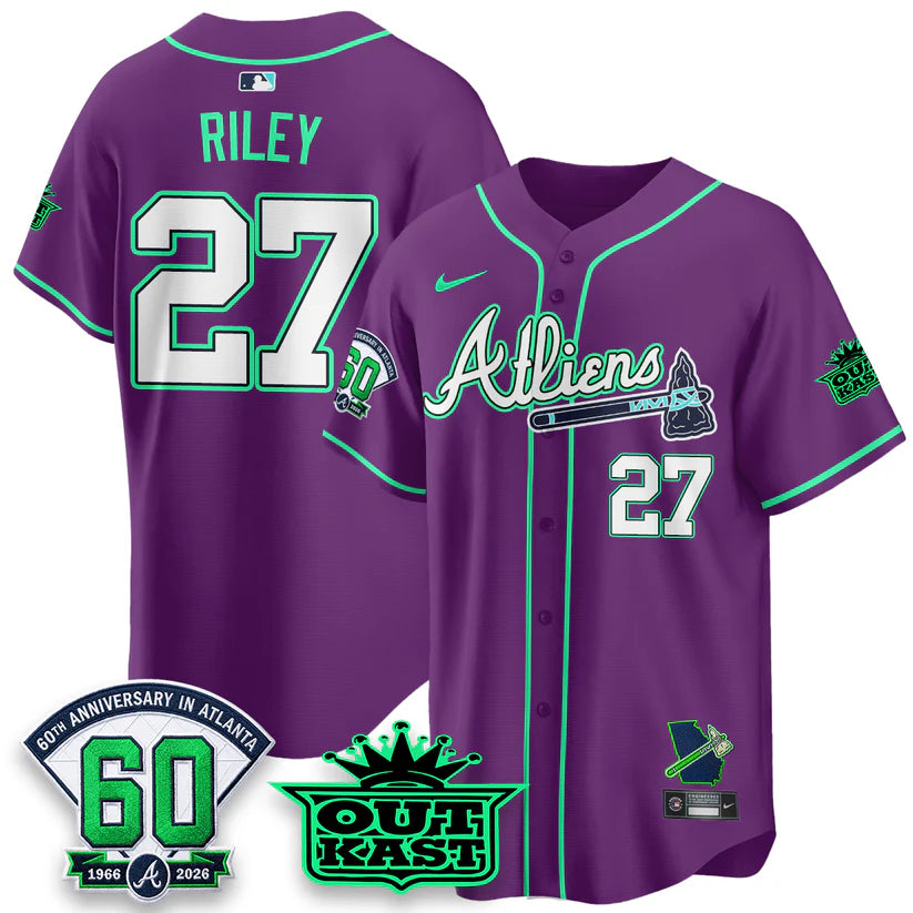 Atlanta Braves x Atliens Cool Base Galaxy Version Jersey - Stitched