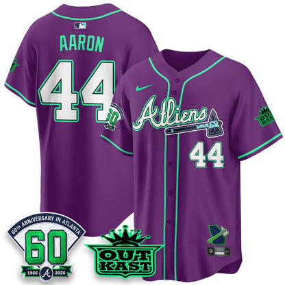 Atlanta Braves x Atliens Cool Base Galaxy Version Jersey - Stitched