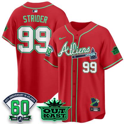 Atlanta Braves x Atliens Cool Base Galaxy Version Jersey - Stitched