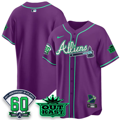 Atlanta Braves x Atliens Cool Base Galaxy Version Jersey - Stitched