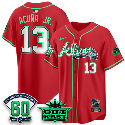 Atlanta Braves x Atliens Cool Base Galaxy Version Jersey - Stitched