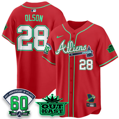 Atlanta Braves x Atliens Cool Base Galaxy Version Jersey - Stitched