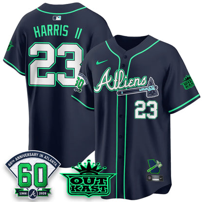 Atlanta Braves x Atliens Cool Base Galaxy Version Jersey - Stitched