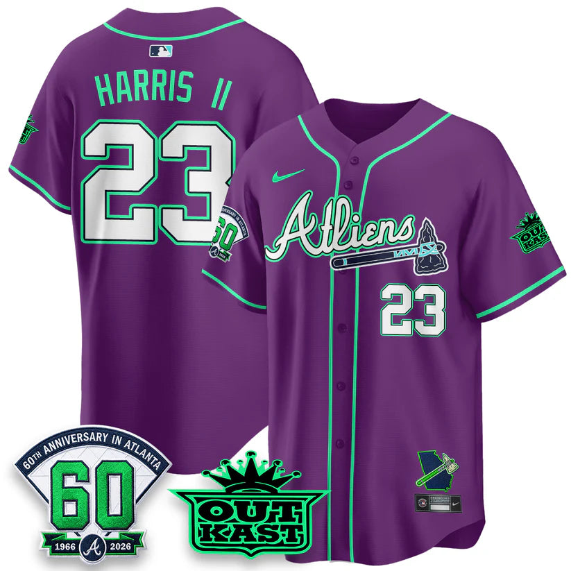 Atlanta Braves x Atliens Cool Base Galaxy Version Jersey - Stitched