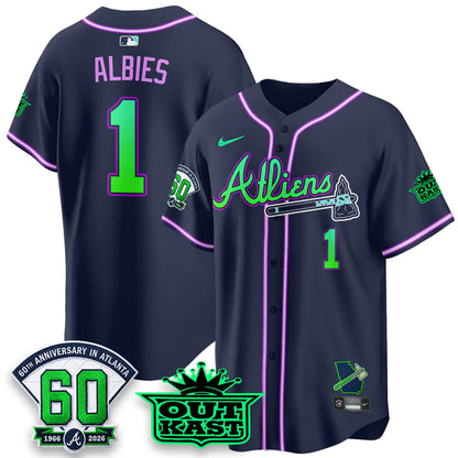 Atlanta Braves x Atliens Cool Base Galaxy Version Jersey - Stitched