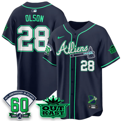 Atlanta Braves x Atliens Cool Base Galaxy Version Jersey - Stitched