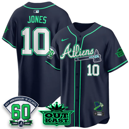 Atlanta Braves x Atliens Cool Base Galaxy Version Jersey - Stitched