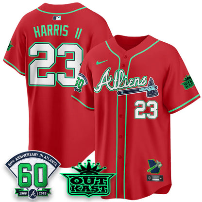 Atlanta Braves x Atliens Cool Base Galaxy Version Jersey - Stitched