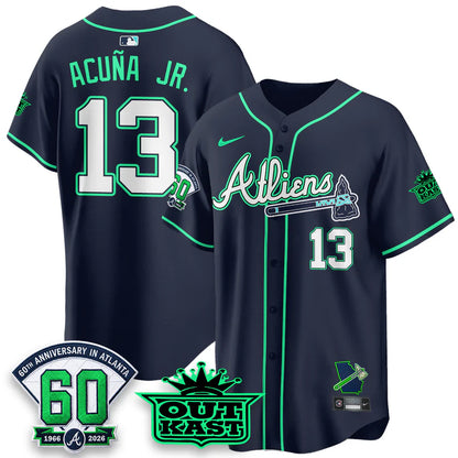 Atlanta Braves x Atliens Cool Base Galaxy Version Jersey - Stitched