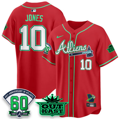 Atlanta Braves x Atliens Cool Base Galaxy Version Jersey - Stitched