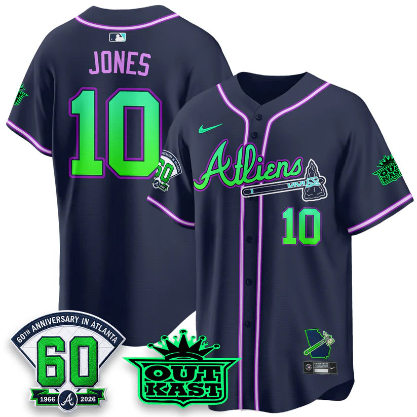 Atlanta Braves x Atliens Cool Base Galaxy Version Jersey - Stitched