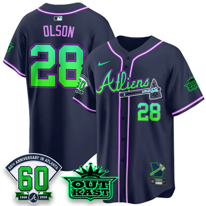 Atlanta Braves x Atliens Cool Base Galaxy Version Jersey - Stitched