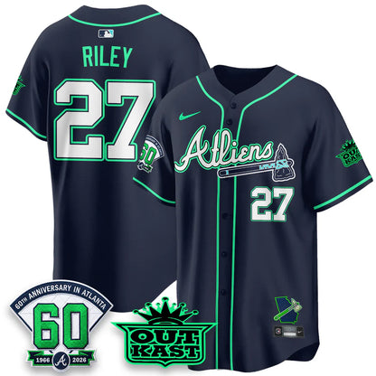 Atlanta Braves x Atliens Cool Base Galaxy Version Jersey - Stitched